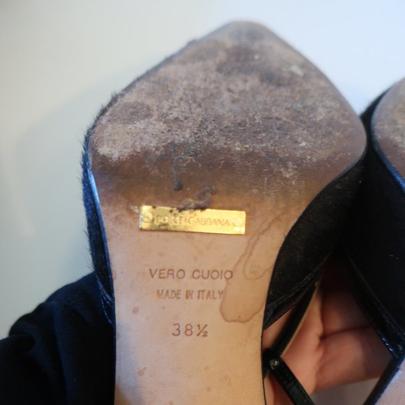 Womens D&G Dolce & Gabbana Black Pointy Leather Slingbacks 38.5 US/8.5 * - Picture 11 of 16